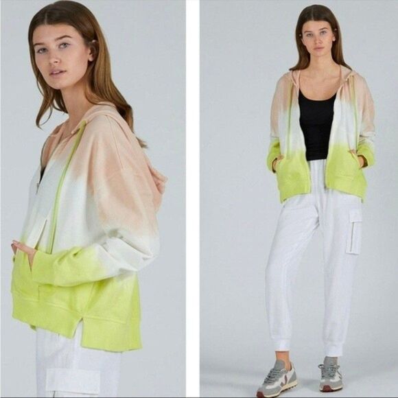 ATM Anthony Thomas Womens Sz M/L Melillo Dip Dye Zip-Up Hoodie - Picture 1 of 12